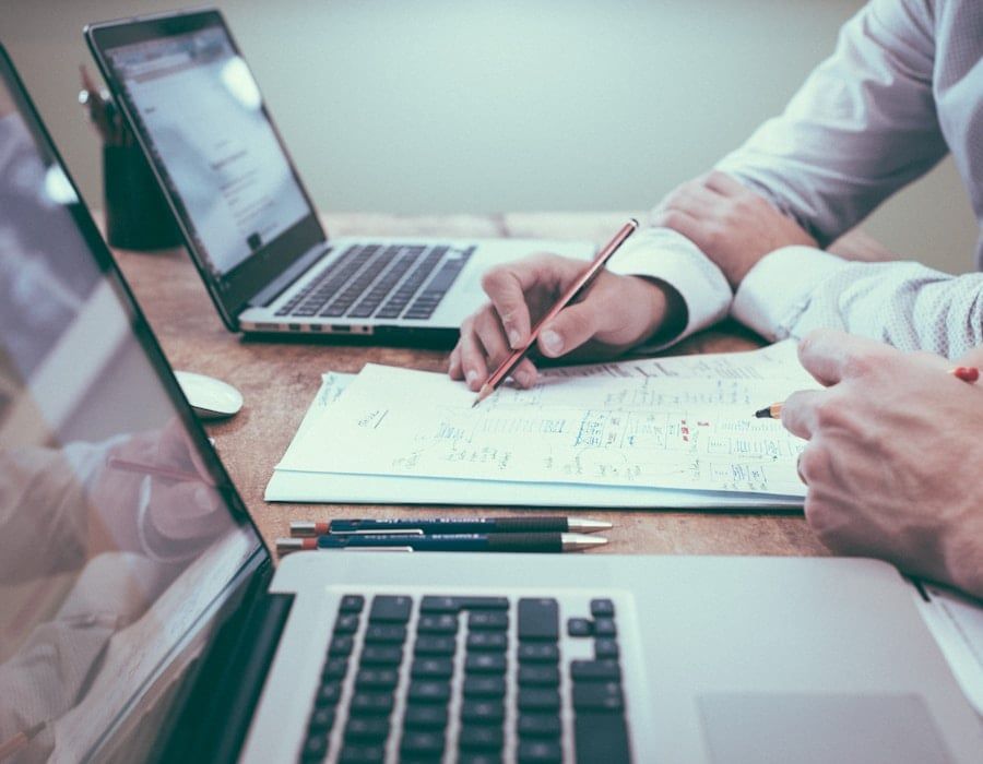 Content strategist reviewing SEO research and editorial plans